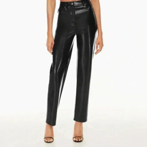 Wilfred Aritzia Women's Melina Faux Vegan Soft Leather Pants Black‎ Size S